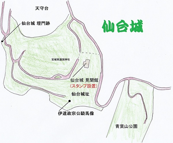 仙台城の地図