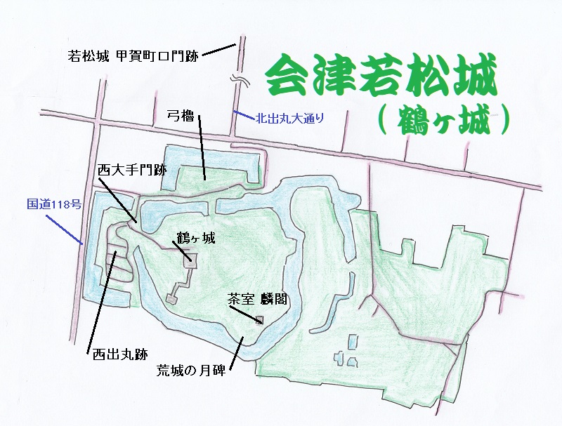 会津若松城の地図