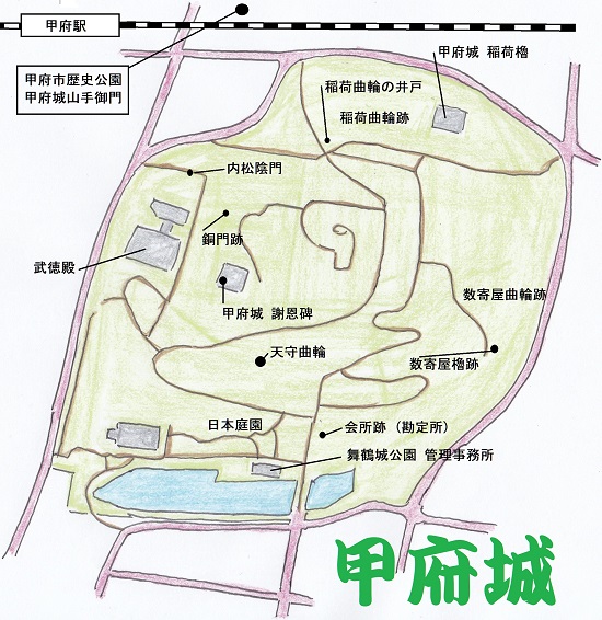甲府城の地図