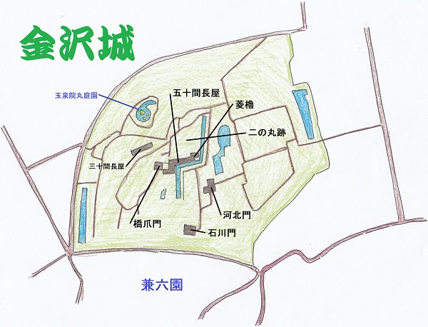 金沢城の地図