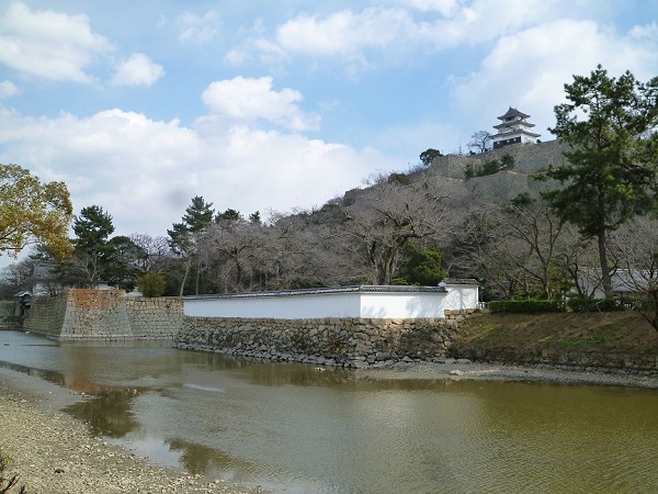 丸亀城と堀の写真